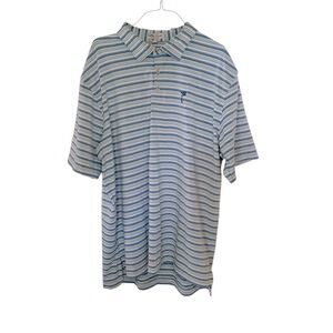 Peter Millar Summer Comfort Golf Shirt Size XL Striped White Blue Green